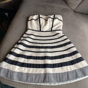 White & Black strapless cocktail dress